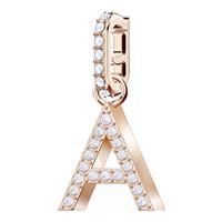 Remix Collection Charm A, White, Rose-gold tone plated