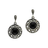 Zeeme Ohrhänger 925/- Sterling Silber Achat schwarz