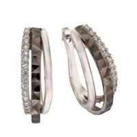 CELESTA Creolen 925/- Sterling Silber bicolor Zirkonia