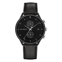 Paul Hewitt PH Watch Chrono Line Black IP Black/SS Leather Black 42mm PH-C-B-BSS-2M