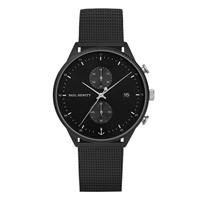 Paul Hewitt PH Watch Chrono Line Black IP Black/SS Mesh 42mm PH-C-B-BSS-5M