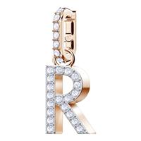 Remix Collection Charm R, White, Rose-gold tone plated