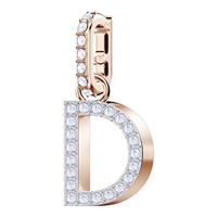Remix Collection Charm D, White, Rose-gold tone plated
