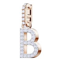 Remix Collection Charm B, White, Rose-gold tone plated