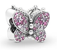 Pandora 797882NCCMX - Butterfly silver charm with cerise, pink mist crystal and clear cubic zirconia - Bedel