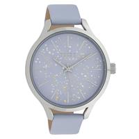 OOZOO C10089 Horloge Timepieces Collection staal/leder zilverkleurig-pastel-lila 44 mm