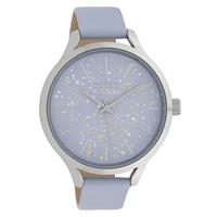 OOZOO C10089 Horloge Timepieces Collection staal/leder zilverkleurig-pastel-lila 44 mm