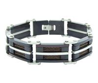 Christian Leather and steel bracelet geel goud
