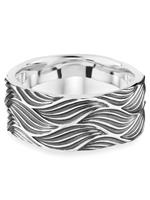 Cai Ring 925/- Sterling Silber oxidiert Wellen, 58, weiß