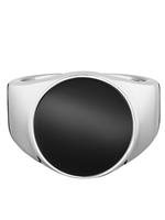 Cai Ring 925/- Sterling Silber rhodiniert Onyx, 58, weiß