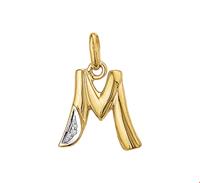 TFT Hanger Geelgoud Letter M Diamant 0.005 Ct.