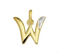 TFT Bedel Letter W Diamant 0.005 Ct. Goud