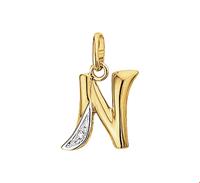 TFT Hanger Geelgoud Letter N Diamant 0.005 Ct.