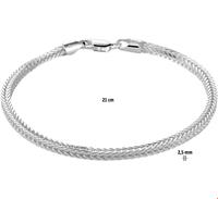 TFT Armband Zilver Vossestaart 2,5 mm 21 cm