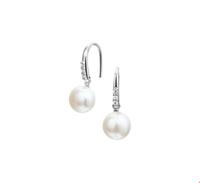 TFT Oorhangers Franse Haak Parel En Zirkonia Zilver Gerhodineerd Glanzend