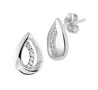 TFT Oorknoppen Gescratcht Zirkonia Zilver Gerhodineerd Glanzend 12 mm x 8.5 mm