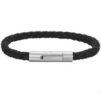 TFT Armband Staal Leder Mat 6 mm 21 cm