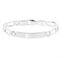 TFT Graveerarmband Zilver Figaro Plaat 8 mm 21 cm