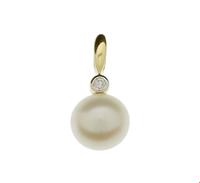 TFT Hanger Geelgoud Parel En Diamant 0.02 Ct.
