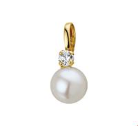 TFT Hanger Geelgoud Parel En Zirkonia 6 Mm