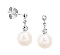 TFT Oorhangers Parel En Zirkonia Zilver Gerhodineerd Glanzend