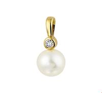 TFT Hanger Geelgoud Parel En Diamant 0.04 Ct.