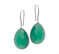 TFT Oorhangers Franse Haak Groen Agaat Zilver Glanzend 37 mm x 16 mm