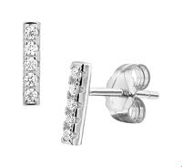 TFT Oorknoppen Balkje Zirkonia Zilver Gerhodineerd Glanzend 8 mm x 1.5 mm
