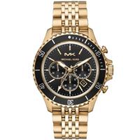 Stijlvol Michael Kors MK8726 herenhorloge met zwarte wijzerplaat en goudkleurige afwerking
