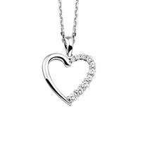 Selected Jewels Zilveren Ketting Hart Zirkonia 1,3 mm 41 + 4 cm