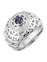 Cai Ring 925/- Sterling Silber rhodiniert Topas mystic, 52, weiß