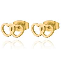cillajewels oorknoppen Edelstaal Dubbel Hartje Goudkleurig