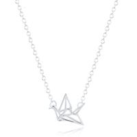 lgtjwls LGT Jewels Dames ketting Origami Crane hanger Zilverkleurig