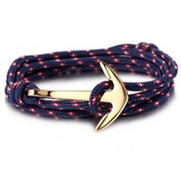 lgtjwls Goudkleurige Anker armband met polyester koord