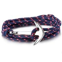 lgtjwls Zilverkleurige Anker armband met polyester koord