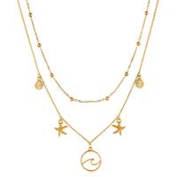 lgtjwls Multi Layer dames ketting Ocean Shell Starfish Goudkleurig