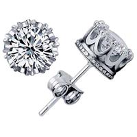 LGT JWLS Stud oorbellen Silver Zirconia Crown 7mm