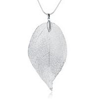 lgtjwls Dames ketting Blad Kettinghanger Leaf Slang Ketting Zilverkleurig