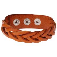 lgtjwls Leren mannen armband Twisted Wrap Cognac