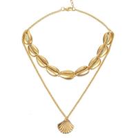 lgtjwls LGT Jewels gelaagde dames Choker Zeeschelp Goudkleurig