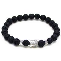 memphis kralen armband Lavasteen Buddha Silver