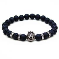 memphis kralen armband mannen Lavasteen Lionhead Grey