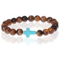 memphis kralen armband Tigereye Cross