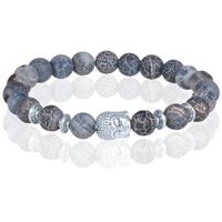 memphis kralen armband Frosted Agaat Silver Buddha