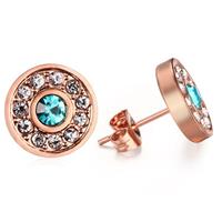 cillajewels Rosegoud vergulde oorknoppen Aquamarine Diamond