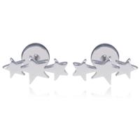 mendes Triple Star Stud oorbellen Titanium Zilver