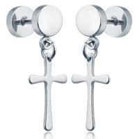 Cross Stud oorbellen Titanium Silver