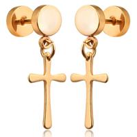 mendes Cross Stud oorbellen Titanium Gold