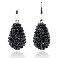cillajewels Druppel oorhangers Kristal Zwart met Zilver