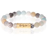 memphis Kralen armband Frosted Amazoniet Tibetaanse kraal Goud